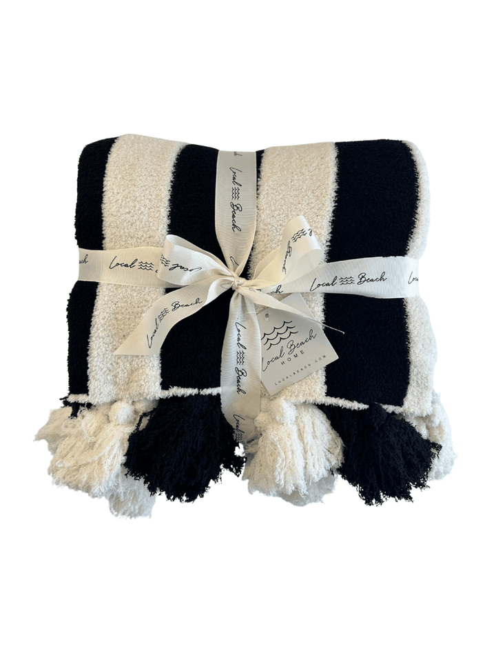 Local Beach Striped Luxe Home Blanket with Tassels - Jayden P Boutique
