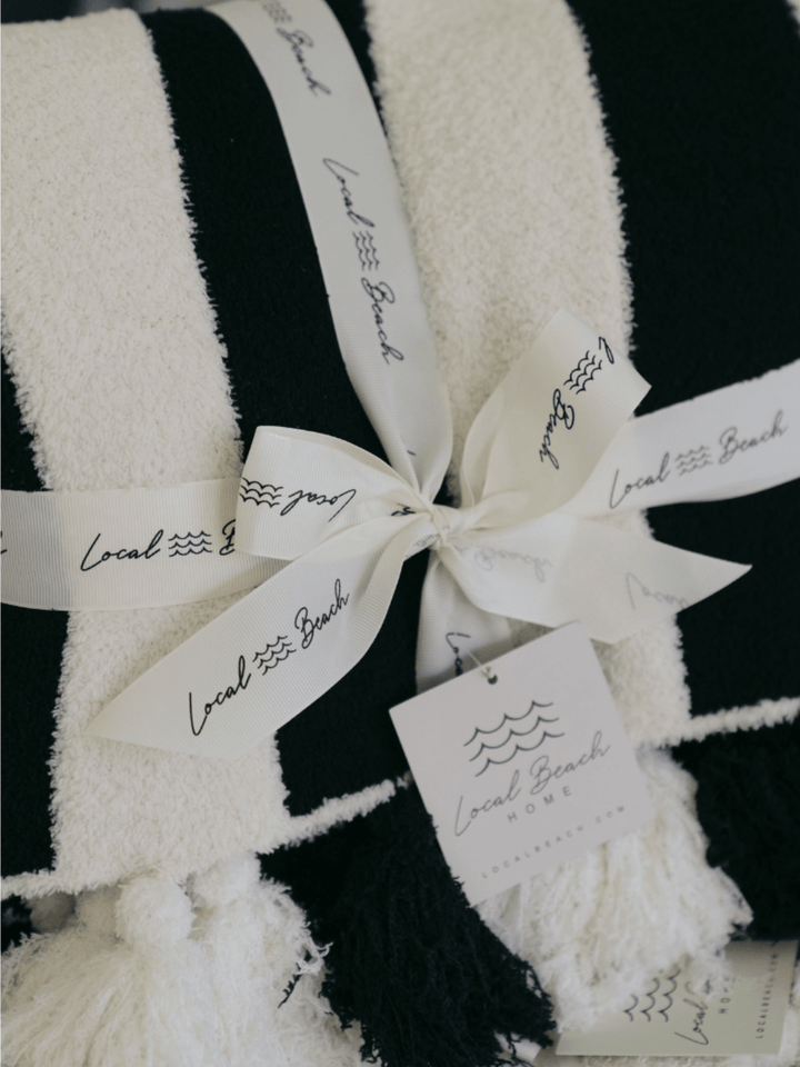 Local Beach Striped Luxe Home Blanket with Tassels - Jayden P Boutique