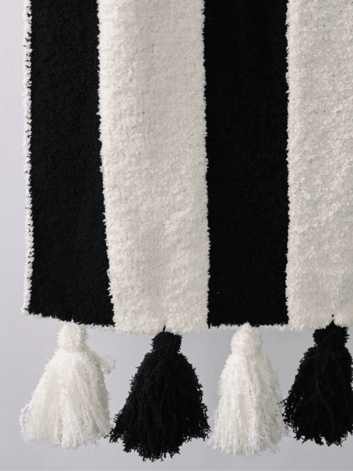 Local Beach Striped Luxe Home Blanket with Tassels - Jayden P Boutique