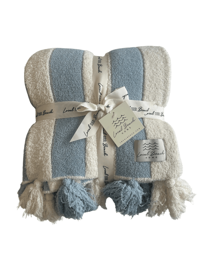 Local Beach Striped Luxe Home Blanket with Tassels - Jayden P Boutique