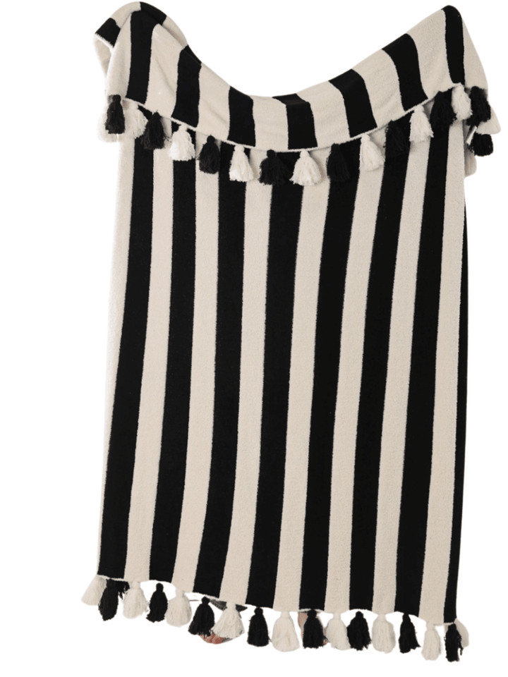 Local Beach Striped Luxe Home Blanket with Tassels - Jayden P Boutique