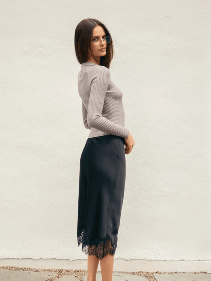 Midnight Muse Satin Lace Pencil Skirt - Jayden P Boutique