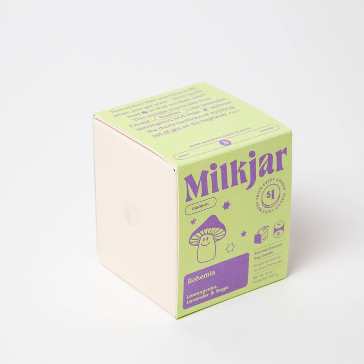 Milk Jar Candle Co. - Bohemia - Lemongrass, Lavender & Sage Coconut Soy 8oz Candle - Jayden P Boutique