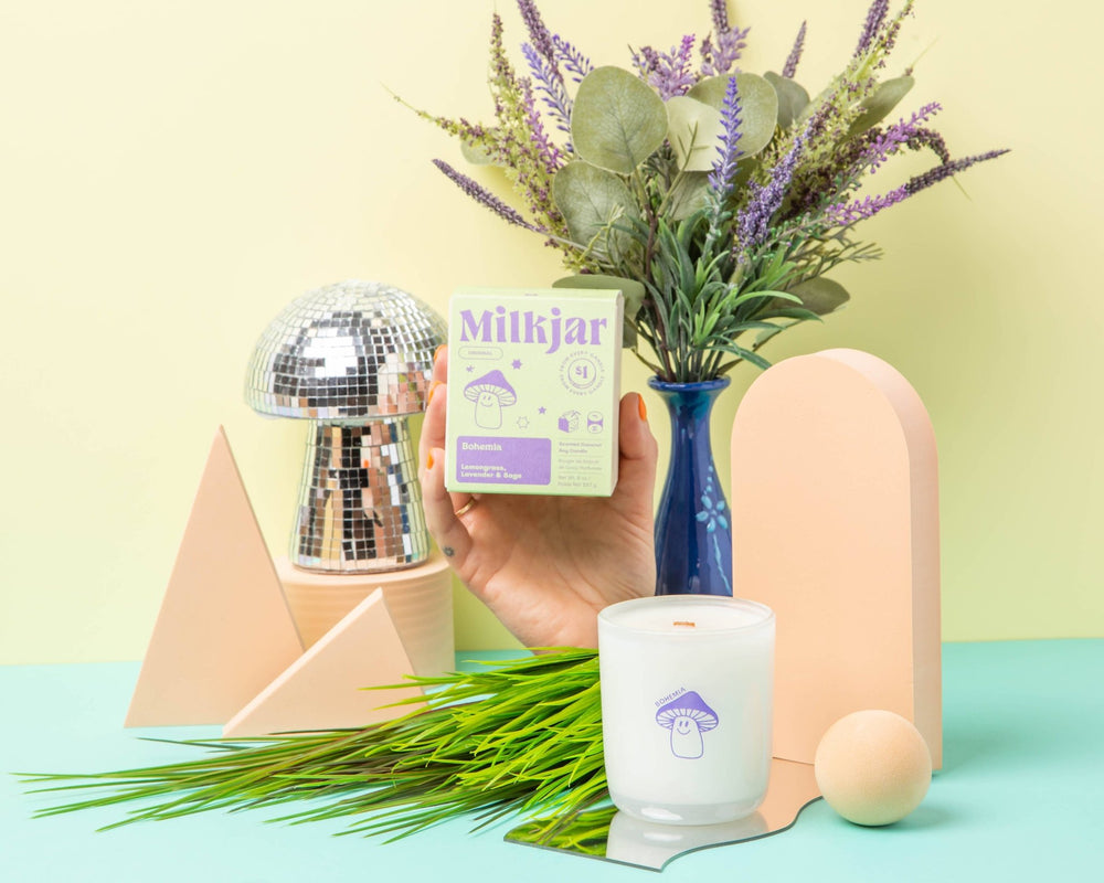 Milk Jar Candle Co. - Bohemia - Lemongrass, Lavender & Sage Coconut Soy 8oz Candle - Jayden P Boutique
