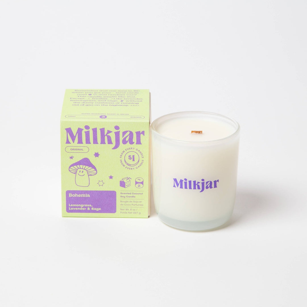 Milk Jar Candle Co. - Bohemia - Lemongrass, Lavender & Sage Coconut Soy 8oz Candle - Jayden P Boutique
