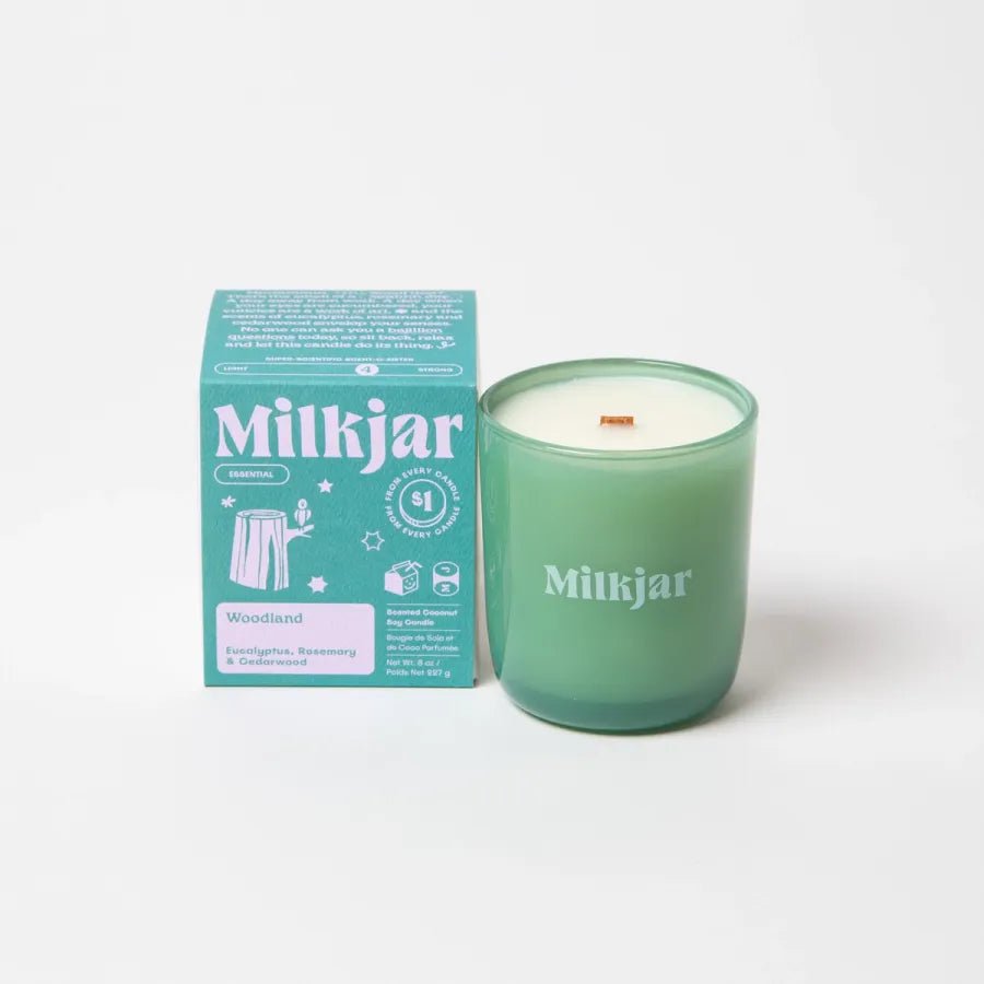 Milk Jar Co Woodland - Eucalyptus, Rosemary & Cedarwood Coconut Soy Candle - 8 Oz - Jayden P Boutique