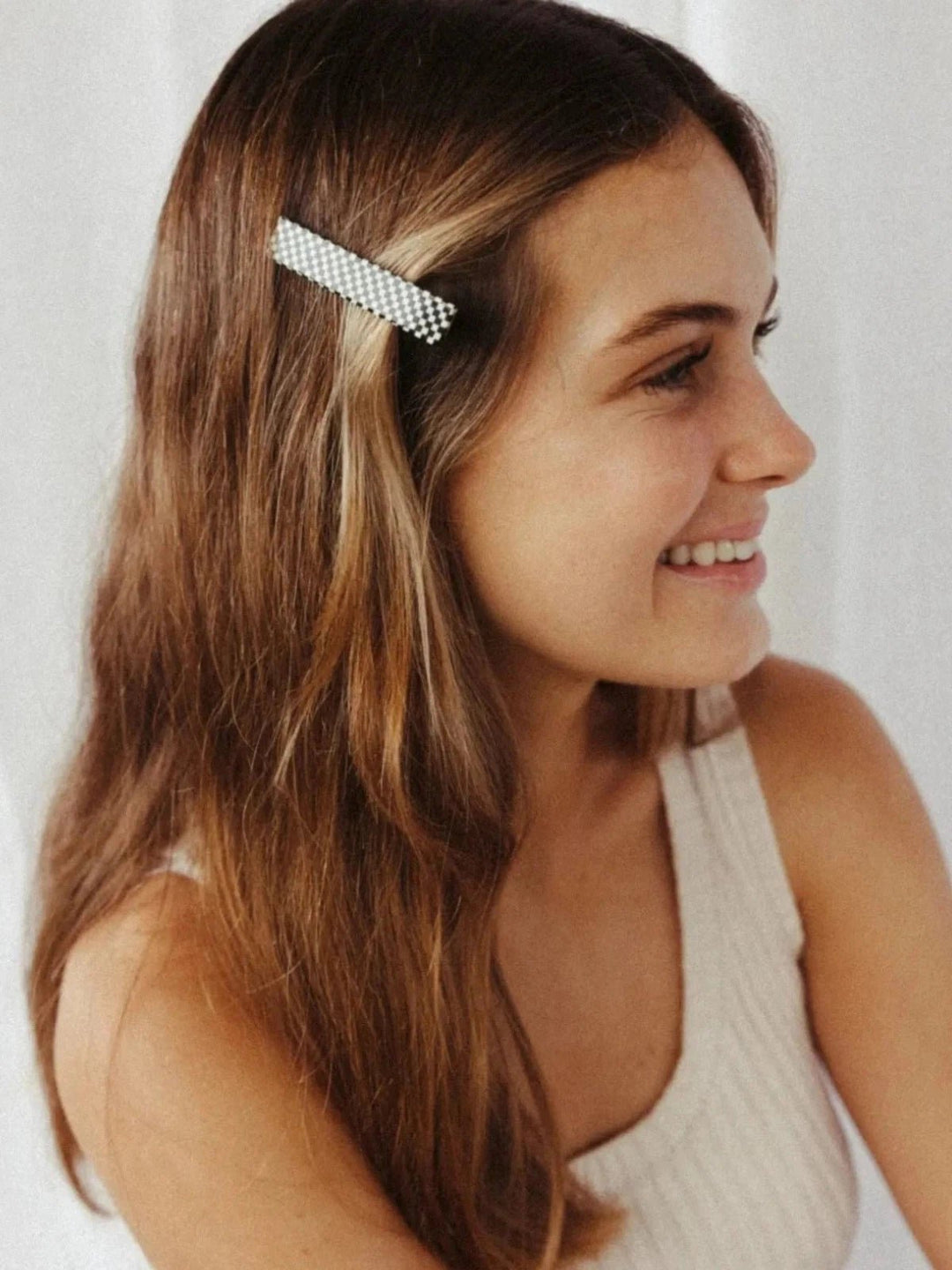NAT & NOOR FLORA HAIR CLIP SET - BLACK & WHITE CHECKERED - Jayden P Boutique