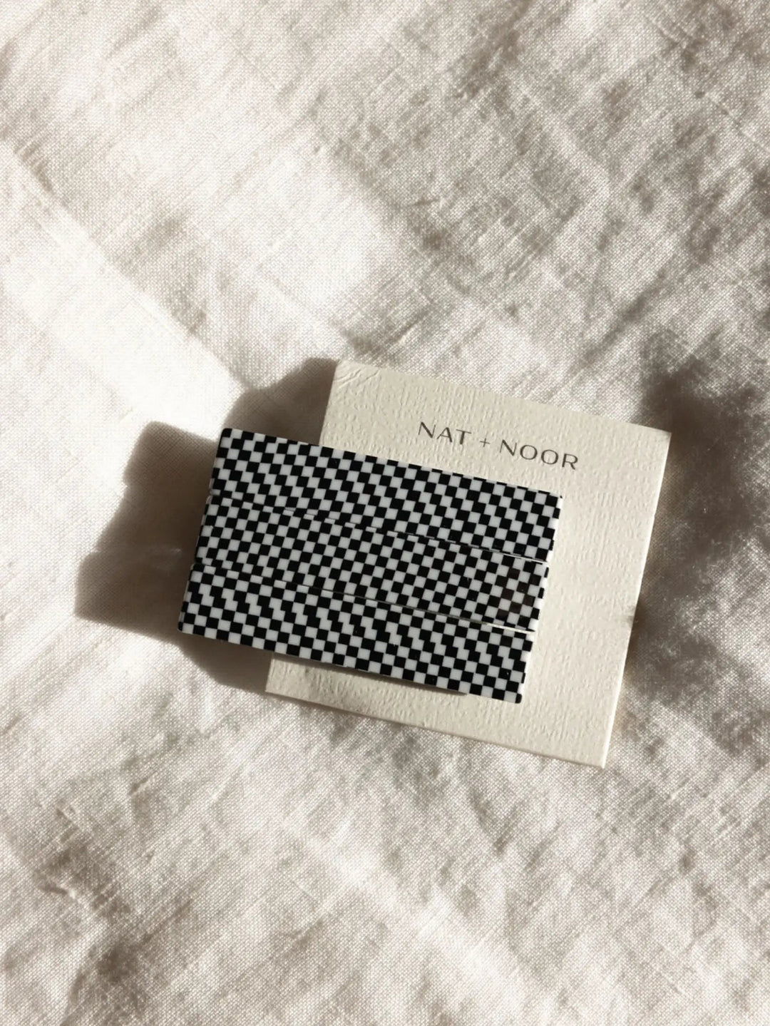NAT & NOOR FLORA HAIR CLIP SET - BLACK & WHITE CHECKERED - Jayden P Boutique