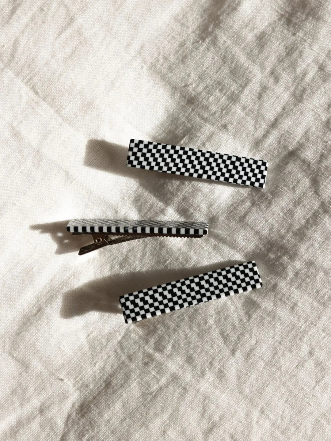 NAT & NOOR FLORA HAIR CLIP SET - BLACK & WHITE CHECKERED - Jayden P Boutique