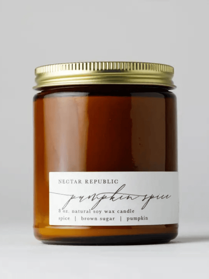 Nectar Republic - Amber Jar Soy Candle 8 oz - Pumpkin Spice - Jayden P Boutique