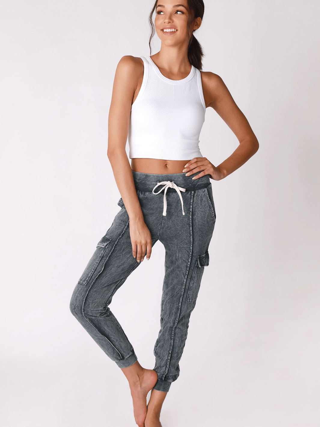 NIKIBIKI - Malerie Seamless Chevron Ribbed High Neck Crop Top - Jayden P Boutique