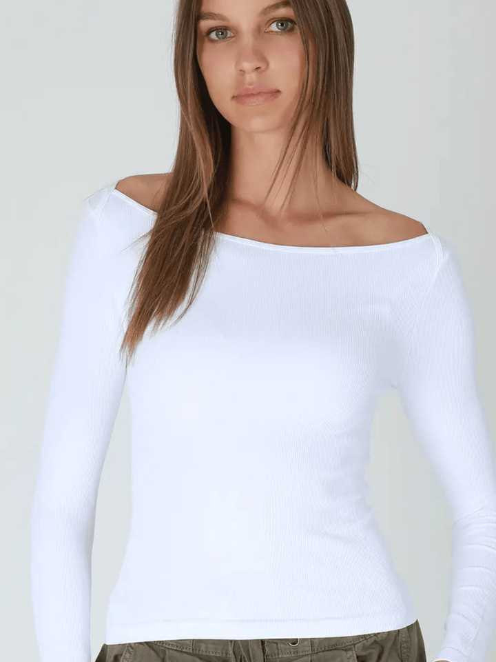 NIKIBIKI - The Effortless Ribbed Boat Neck Top- SALE - Jayden P Boutique