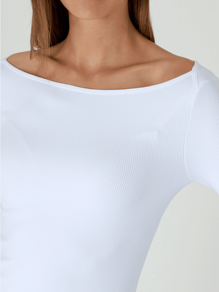 NIKIBIKI - The Effortless Ribbed Boat Neck Top- SALE - Jayden P Boutique