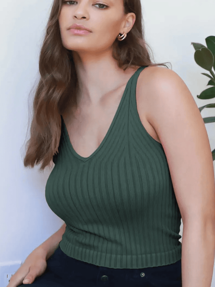 NIKIBIKI - The Lia Wide Ribbed V - Neck Tank - Jayden P Boutique