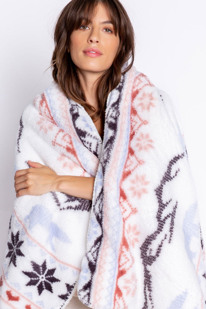 P.J. Salvage - Cozy Plush Blanket - Ivory Snowflakes - Jayden P Boutique