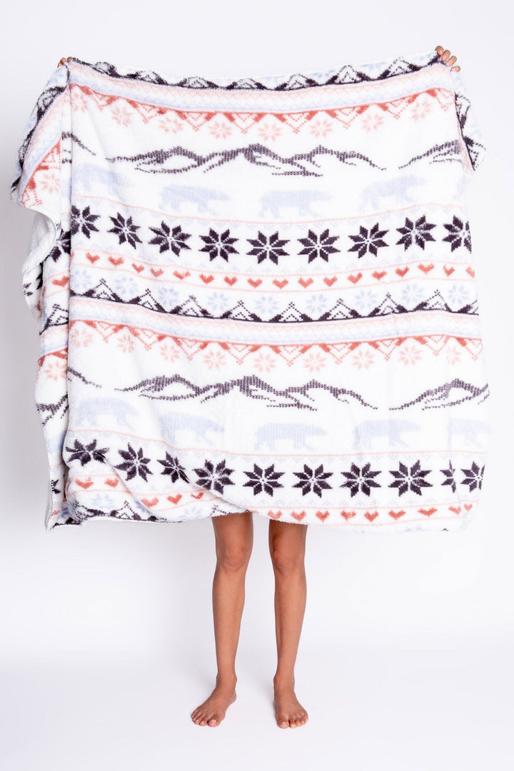 P.J. Salvage - Cozy Plush Blanket - Ivory Snowflakes - Jayden P Boutique
