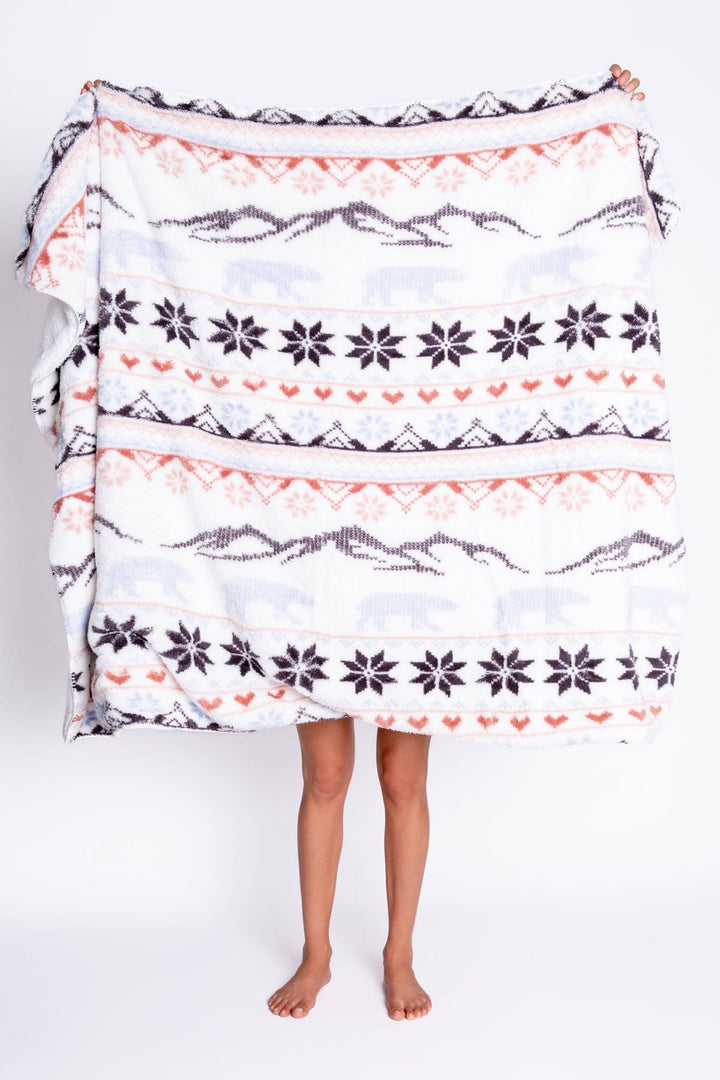 P.J. Salvage - Cozy Plush Blanket - Ivory Snowflakes - Jayden P Boutique