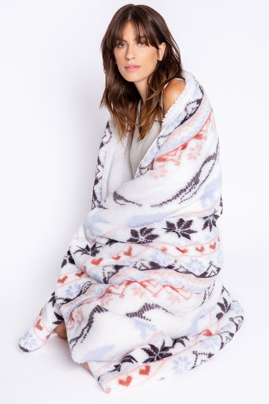 P.J. Salvage - Cozy Plush Blanket - Ivory Snowflakes - Jayden P Boutique
