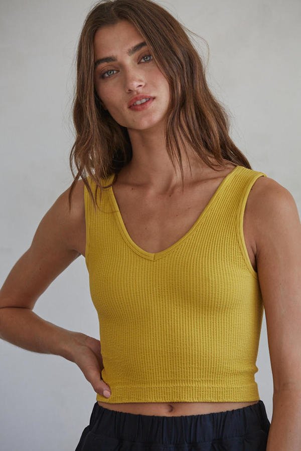 Presleigh Ribbed V - Neck Cropped Top SALE - Jayden P Boutique