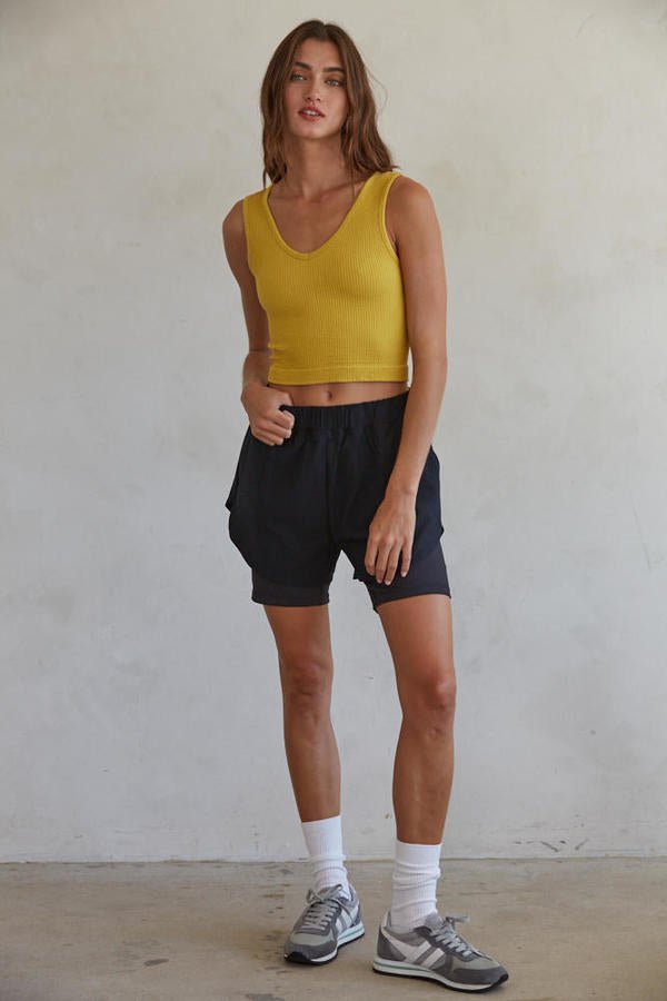 Presleigh Ribbed V - Neck Cropped Top SALE - Jayden P Boutique