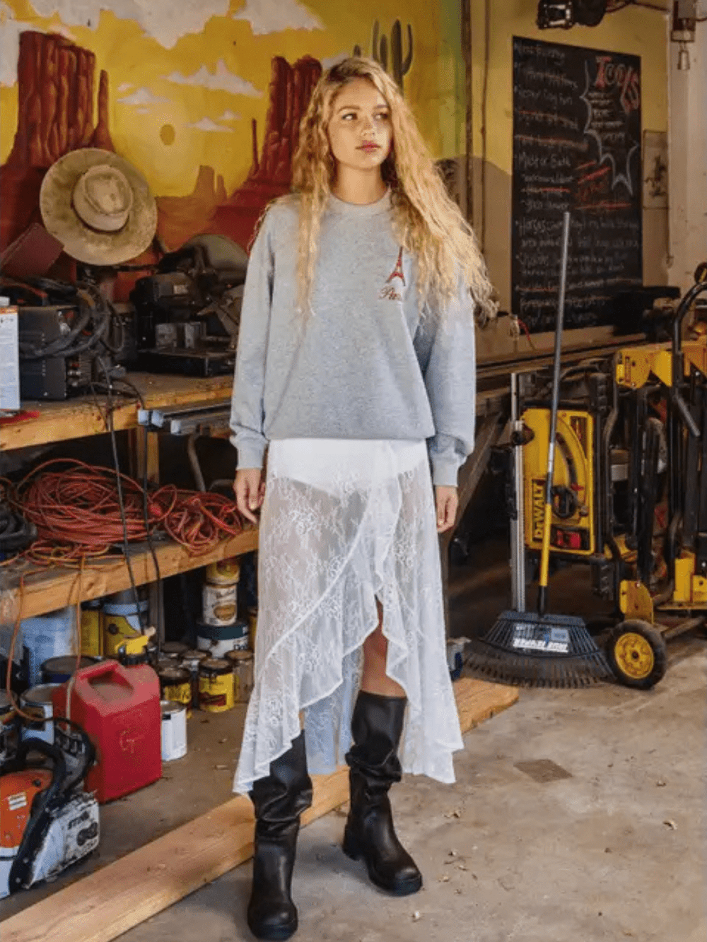 Rachel Playing Hard Ruffled Lace Asymmetrical Midi Skirt - Jayden P Boutique