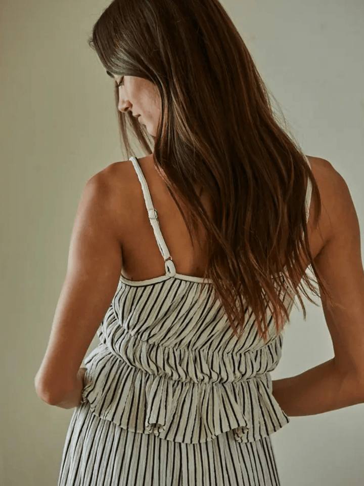 Riviera Stripe Peplum Crop Top - Jayden P Boutique