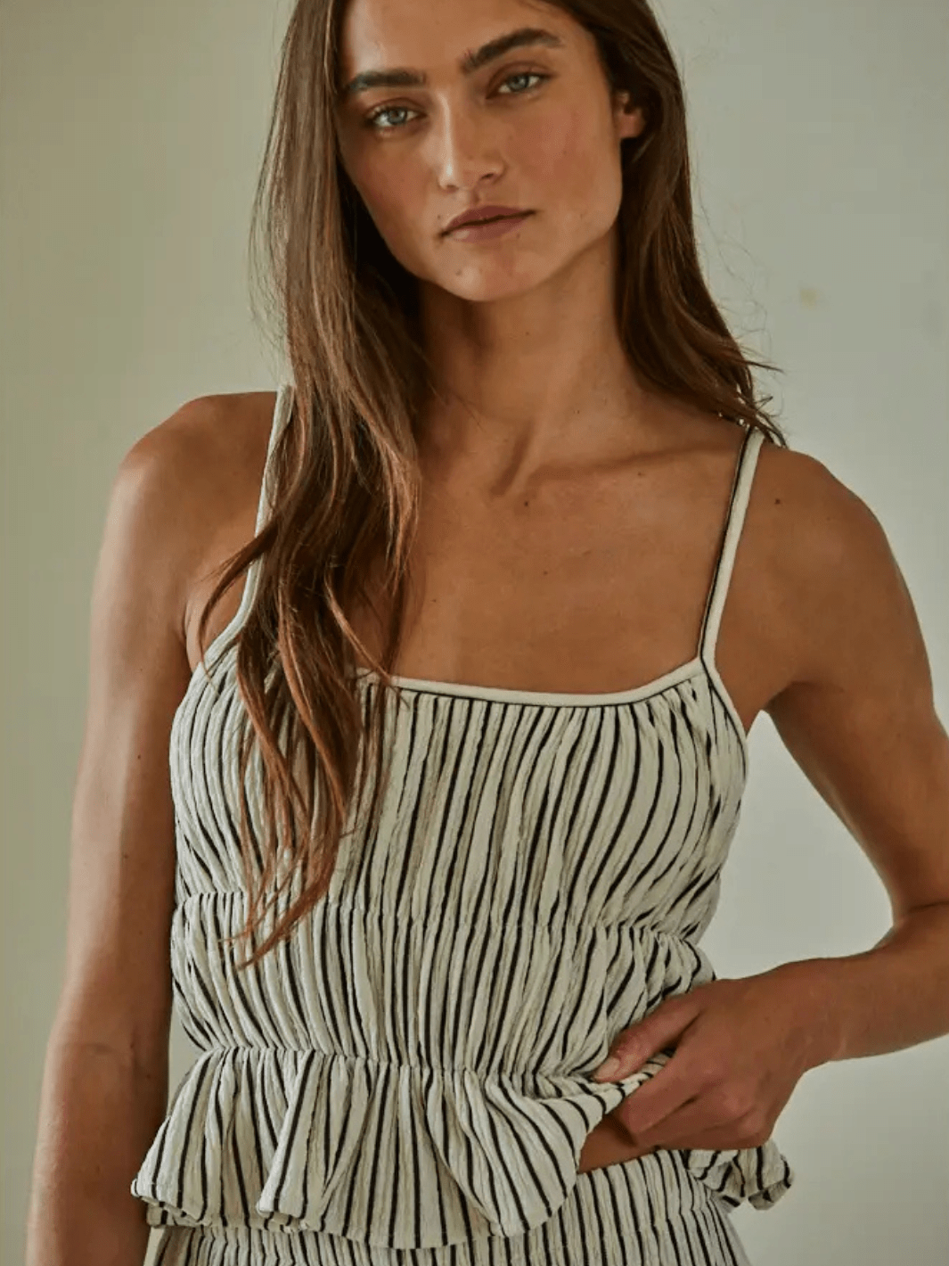 Riviera Stripe Peplum Crop Top - Jayden P Boutique