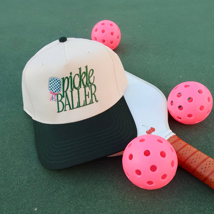 Ruby Moon Pickleballer Embroidered Hat Natural Green - Jayden P Boutique