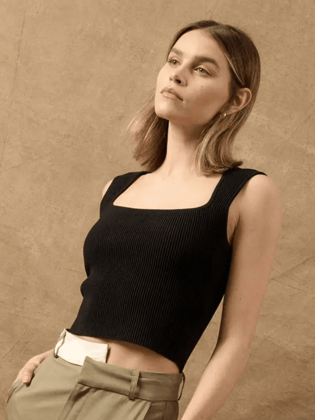 Sculpt Ribbed Square Neck Crop Tank-SALE - Jayden P Boutique