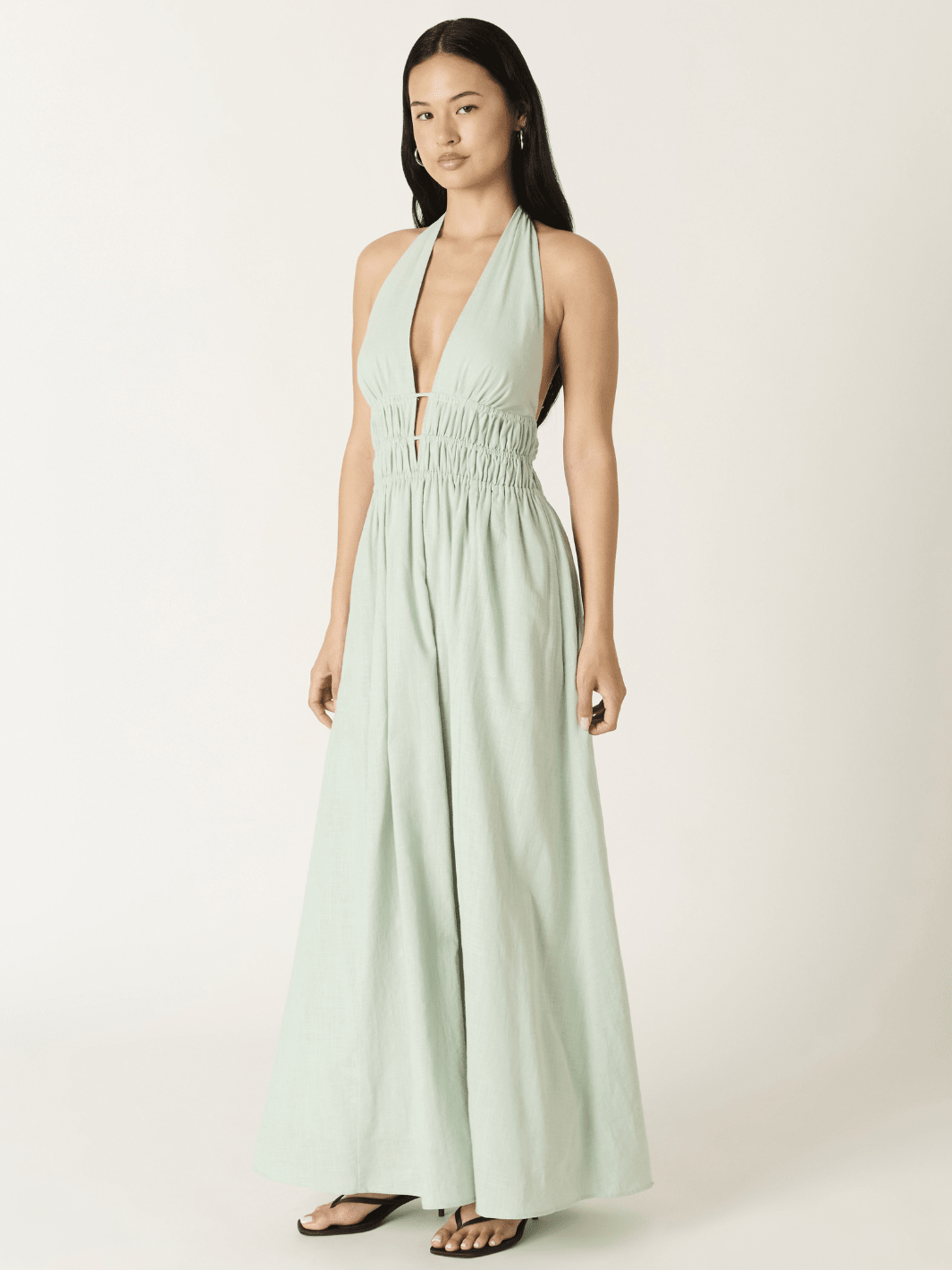 Soleil Plunge Halter Maxi Dress