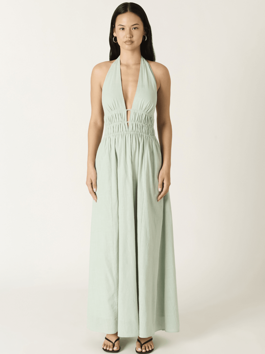 Soleil Plunge Halter Maxi Dress
