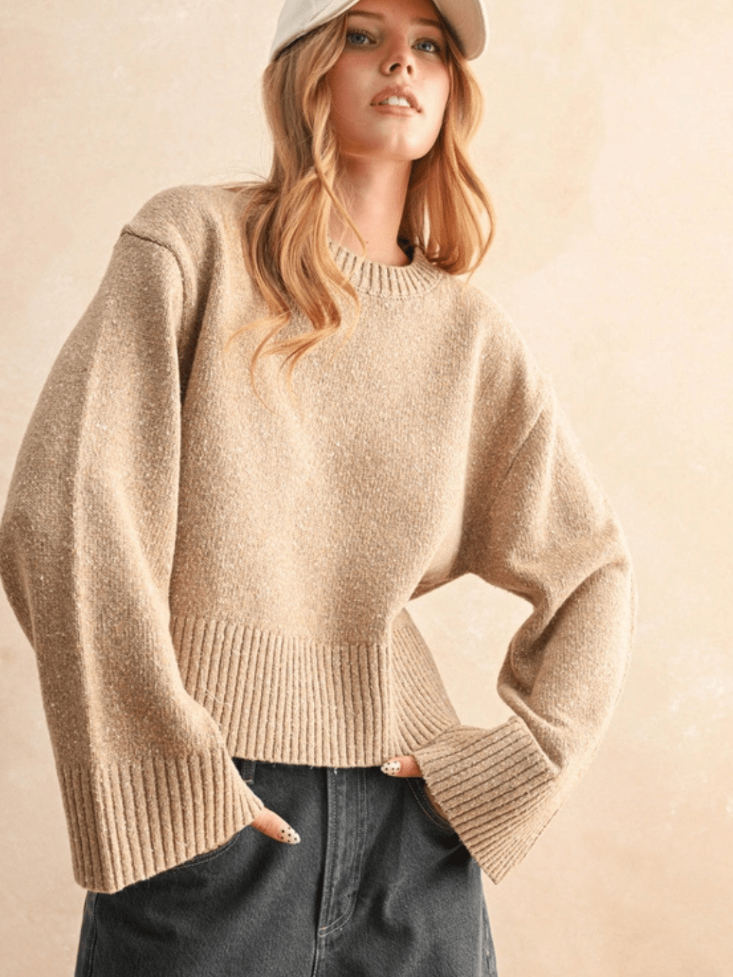 Sprinkled Effect Crewneck Sweater - Jayden P Boutique