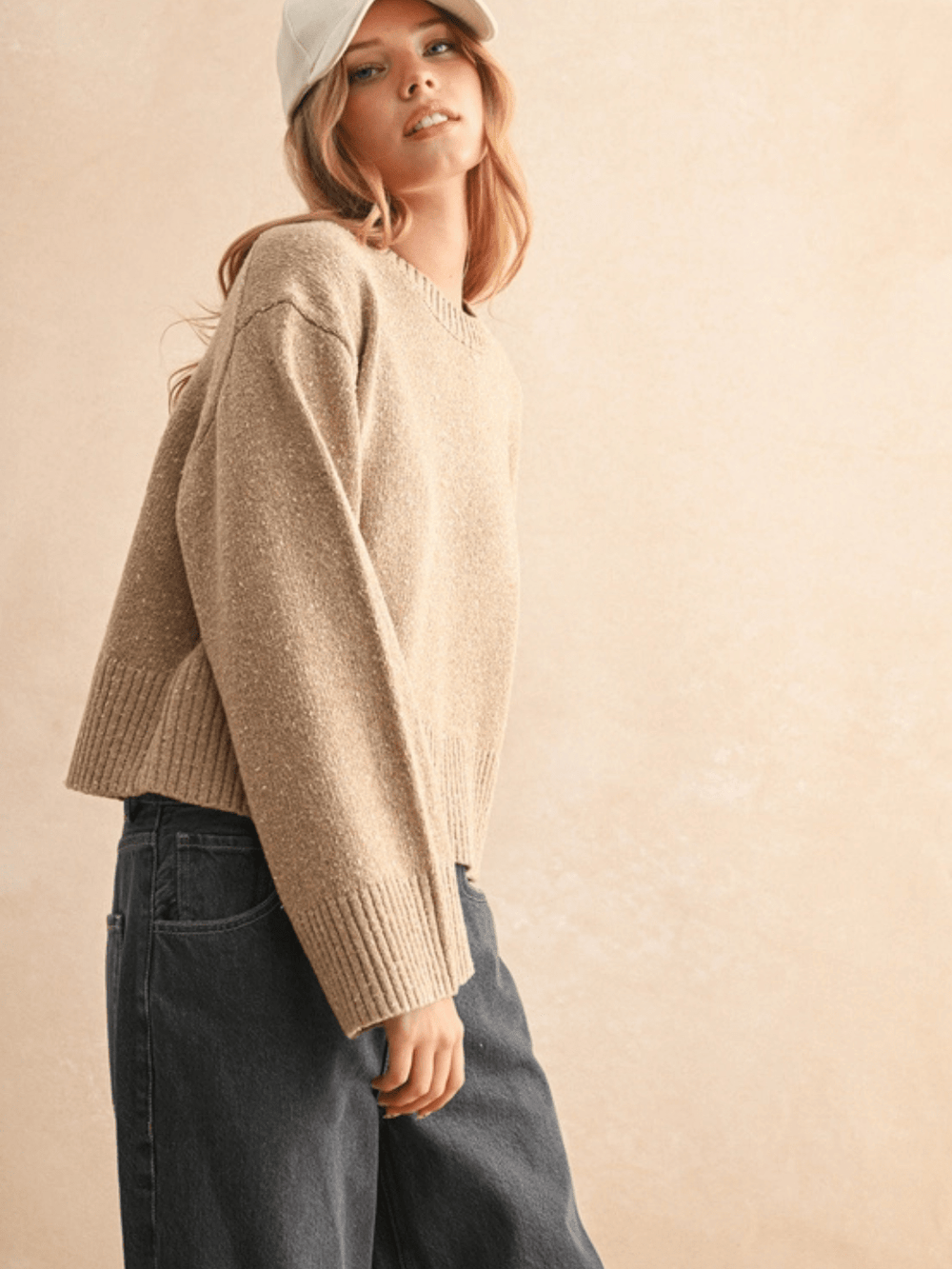 Sprinkled Effect Crewneck Sweater - Jayden P Boutique