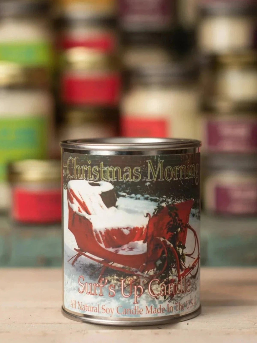 SURF'S UP CANDLE - PAINT CAN SOY CANDLE 16 OZ - CHRISTMAS MORNING - Jayden P Boutique