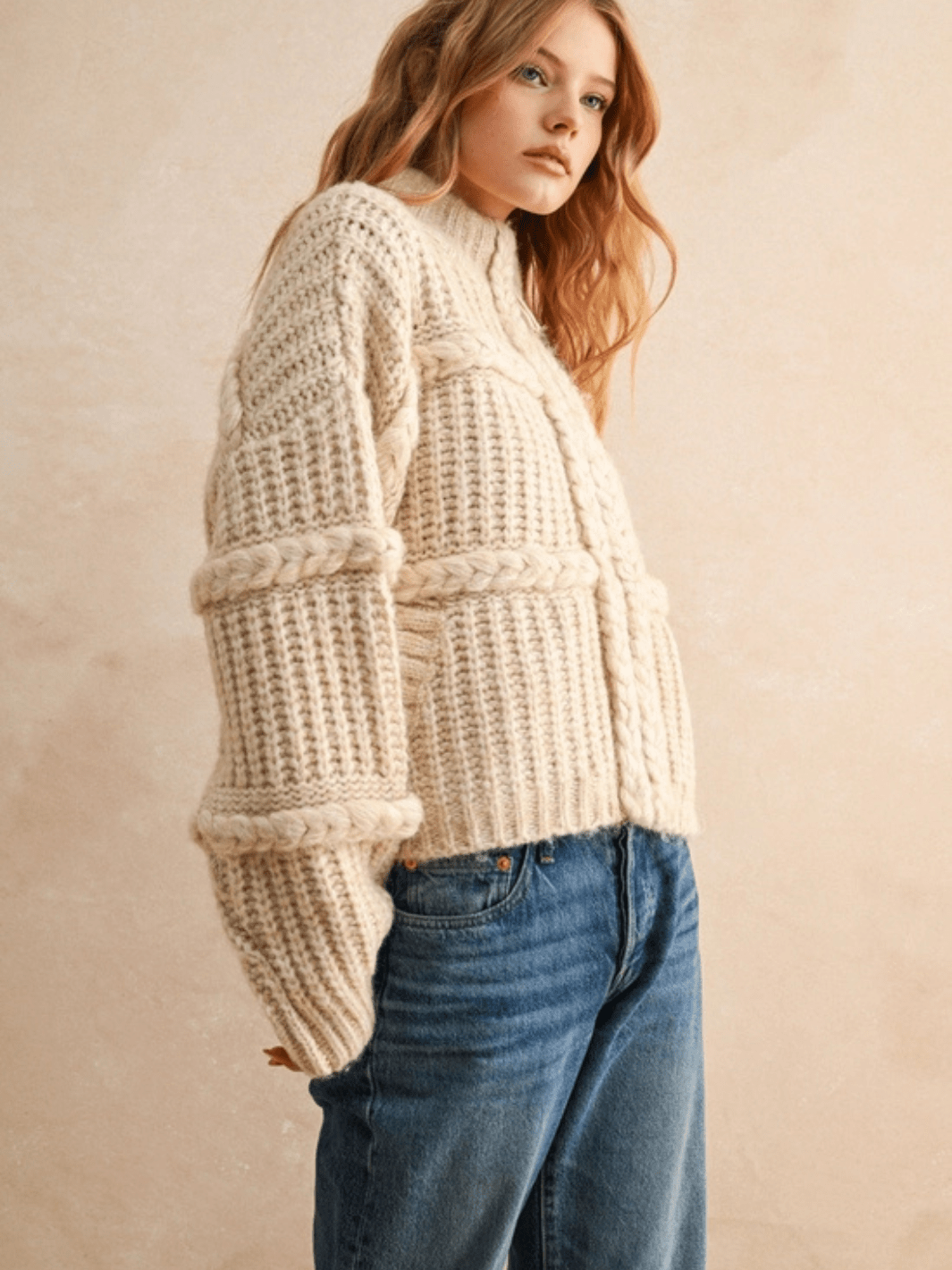 The Alpine Cable Knit Zip Sweater - Jayden P Boutique