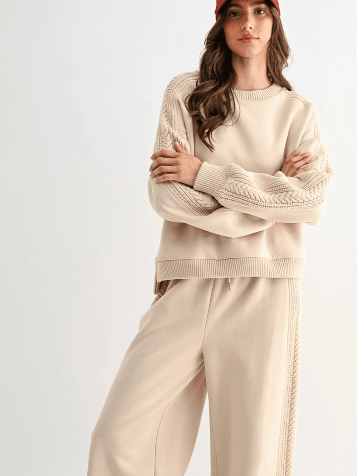 The Aria Cable Knit Sweatshirt - Jayden P Boutique