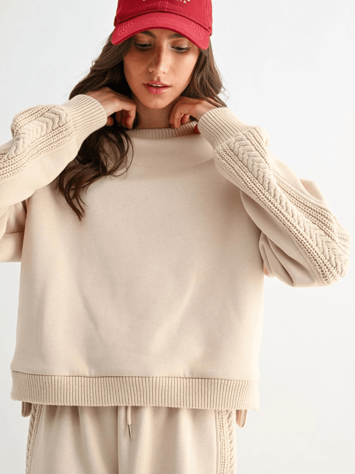 The Aria Cable Knit Sweatshirt - Jayden P Boutique