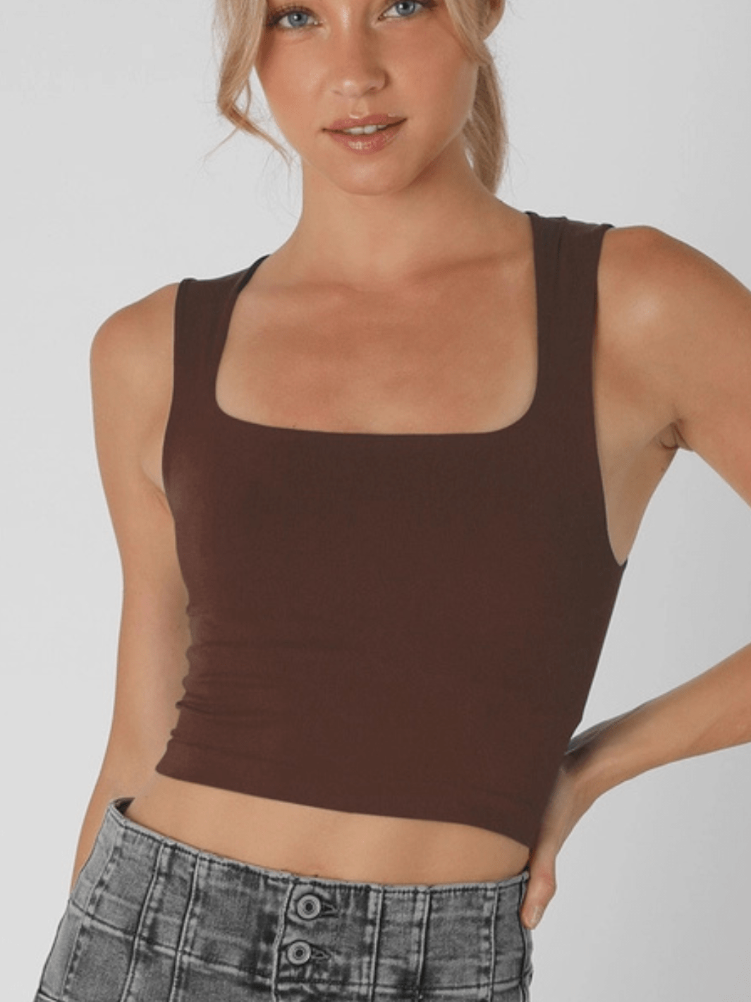 The Aria Seamless Square Neck Crop Top - Jayden P Boutique