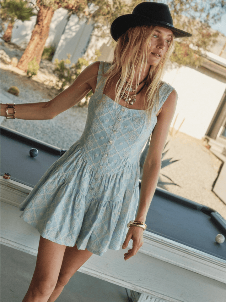 The Bluebell Embroidered Romper - Jayden P Boutique