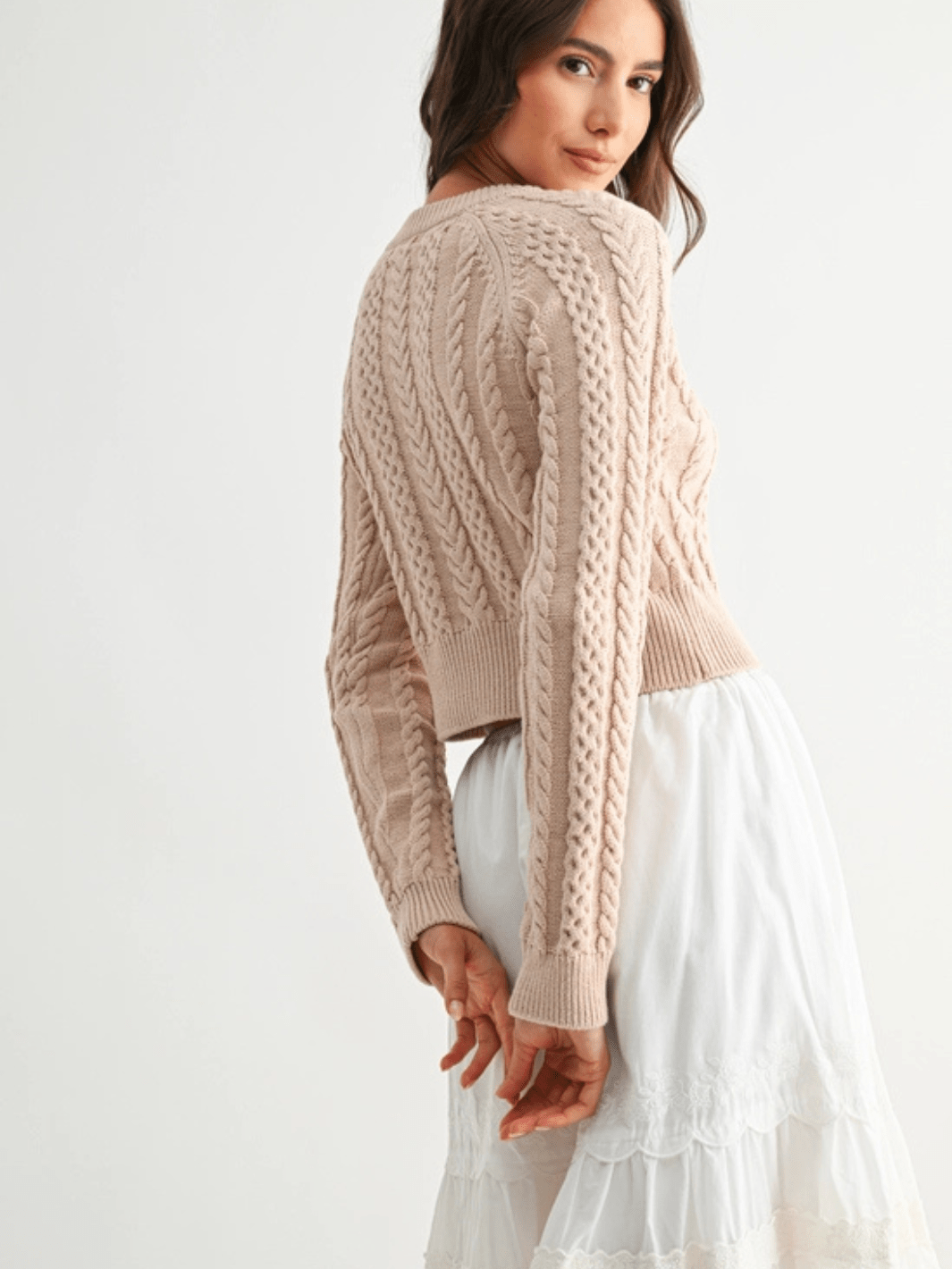 The Briar Cropped Cable Knit Sweater - Jayden P Boutique