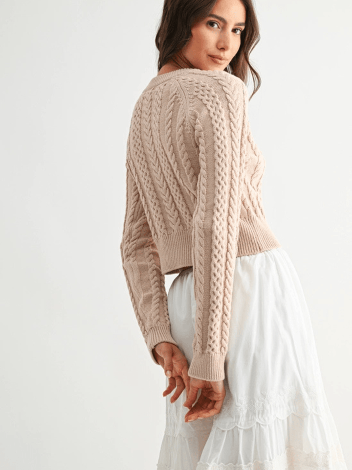 The Briar Cropped Cable Knit Sweater - Jayden P Boutique