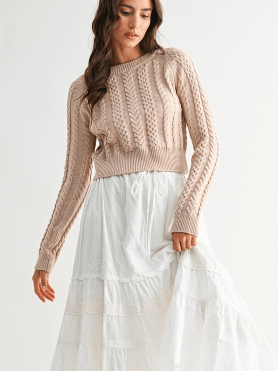 The Briar Cropped Cable Knit Sweater - Jayden P Boutique