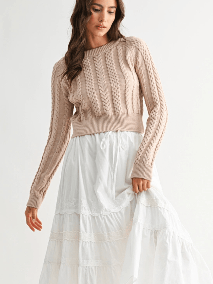 The Briar Cropped Cable Knit Sweater - Jayden P Boutique