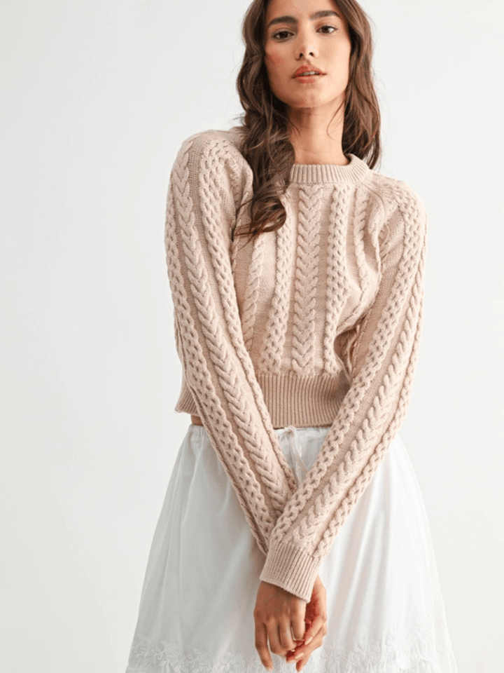 The Briar Cropped Cable Knit Sweater - Jayden P Boutique