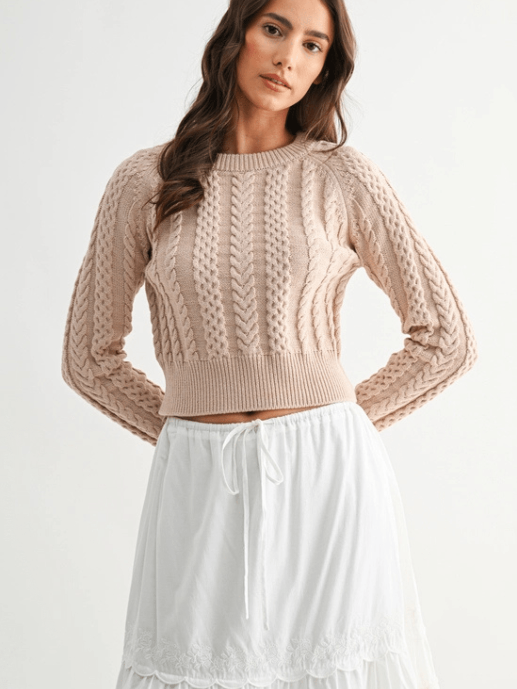 The Briar Cropped Cable Knit Sweater - Jayden P Boutique
