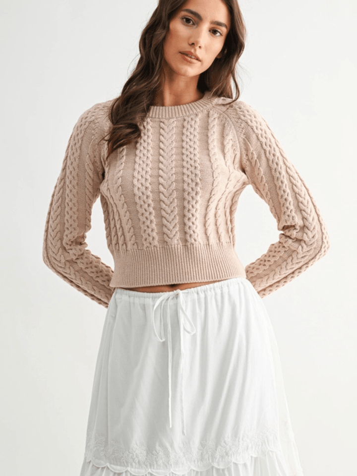 The Briar Cropped Cable Knit Sweater - Jayden P Boutique