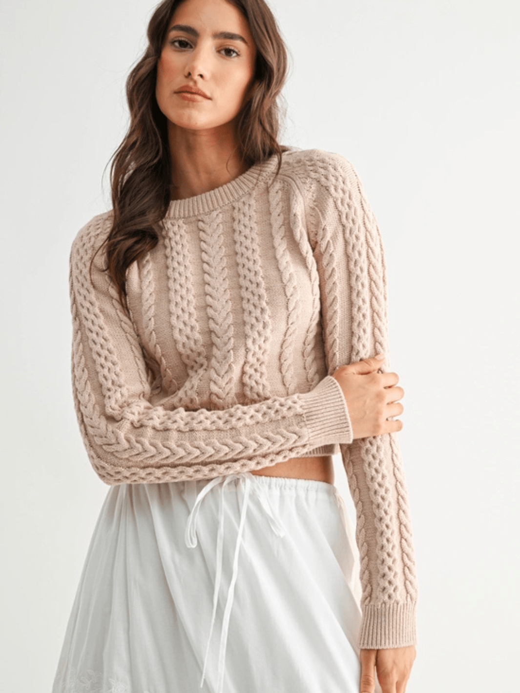 The Briar Cropped Cable Knit Sweater - Jayden P Boutique