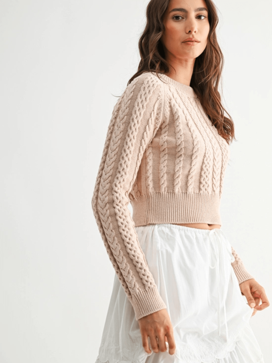 The Briar Cropped Cable Knit Sweater - Jayden P Boutique