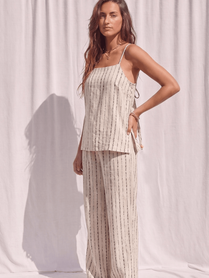 The Coastal Stripe Wide-Leg Drawstring Pant - Jayden P Boutique