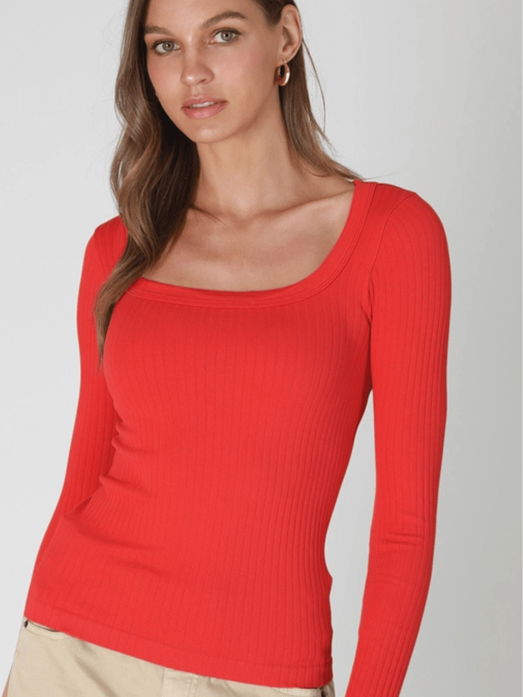 The Elevated Wide Ribbed Square Neck Long Sleeve - Jayden P Boutique